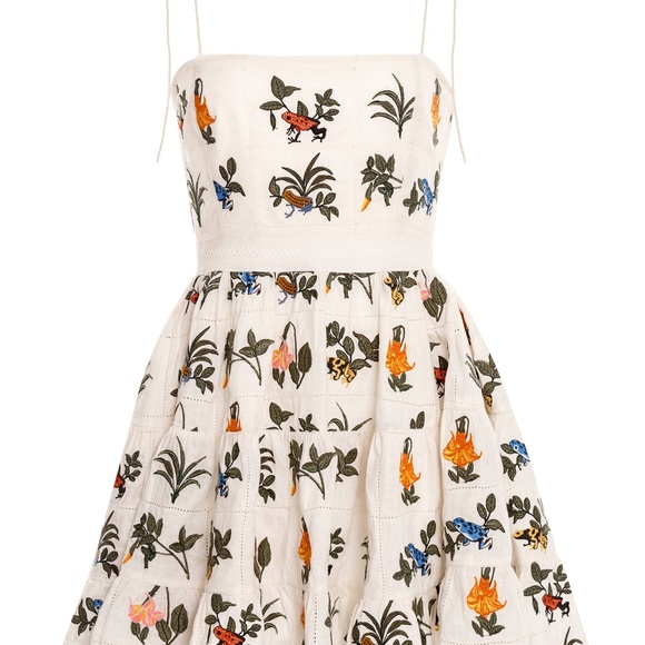 NWT Agua By Agua Bendita Lima Ranas Linen Mini Dress M - Picture 8 of 8